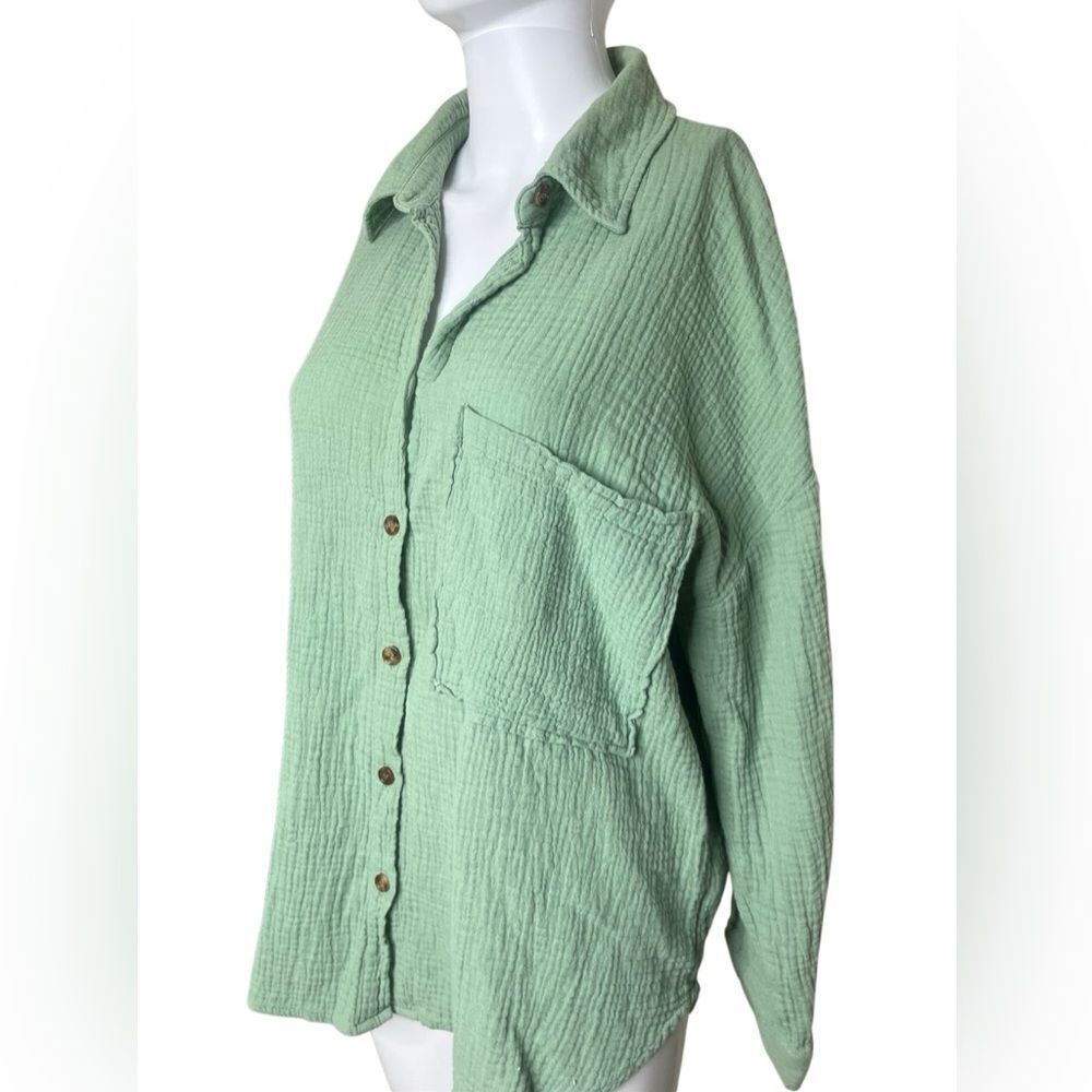 Altar'd State Sage Green Button-Down Shirt Medium